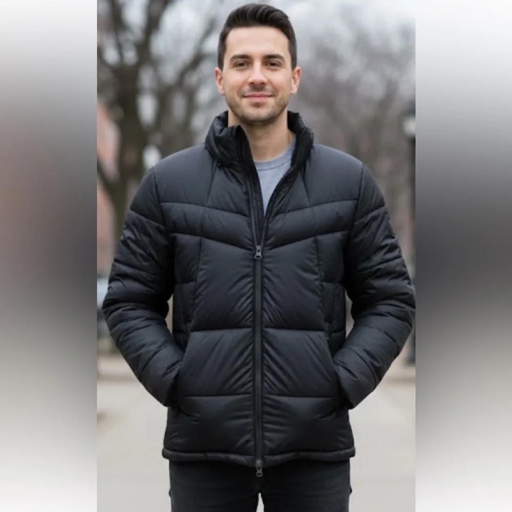 The Recycled Planet Company Men's Classic Black Puffer Jacket